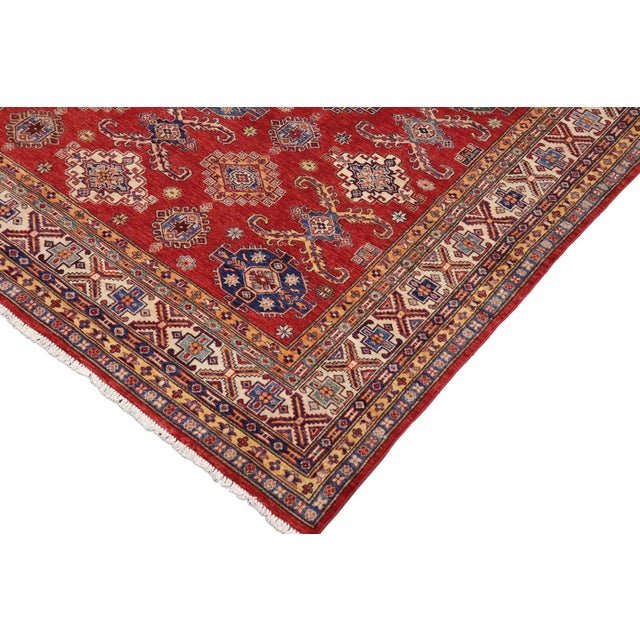 Tribal Super Kazak Red/Beige Wool Rug - 8'2'' X 10'3'' For Sale - Image 4 of 10