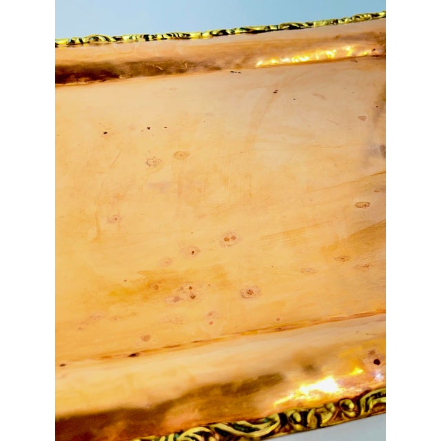 Vintage Brass and Copper Two Handle Serving Cocktail Tray For Sale - Image 15 of 18