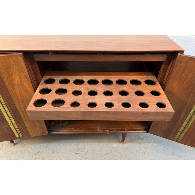 Mid-Century Modern Walnut and Cane Dry Bar For Sale - Image 14 of 17