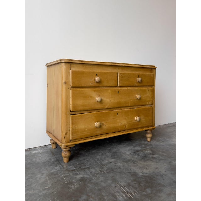 Victorian Antique 19th Century English Victorian Pine 2/2 Chest of Drawers For Sale - Image 3 of 8