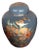 Glossy Gray & Peach Orchid Motif Ginger Jar For Sale