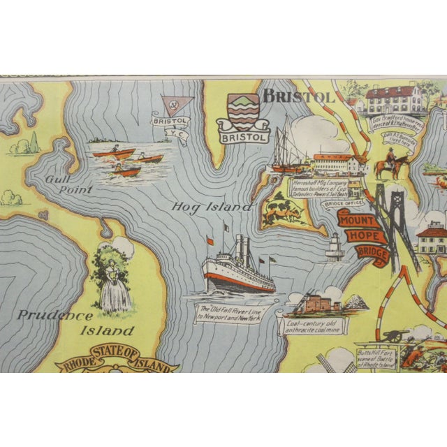 Paper Mount Hope Bridge, Bristol, Rhode Island Map, 1933 For Sale - Image 7 of 7