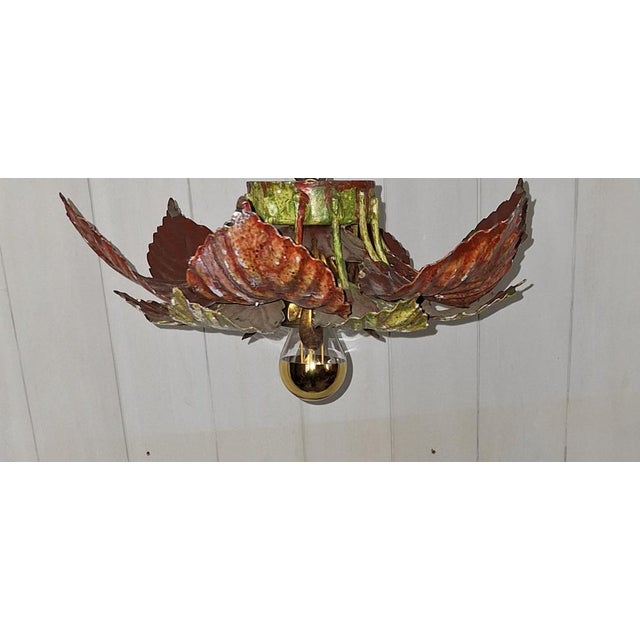 Handmade Florentine Autumn Leaf Ceiling Lamp, 1970s For Sale - Image 10 of 11