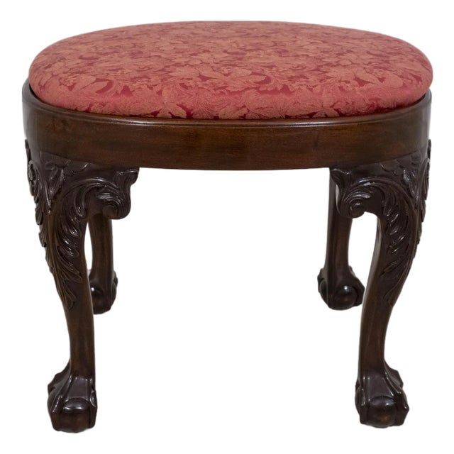 Winterthur Style Ball & Claw Mahogany Ottoman For Sale