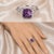 Art Deco Late 20th Century 14K White Gold Micro Pave Diamond Amethyst Ring, Size 7 For Sale - Image 3 of 4