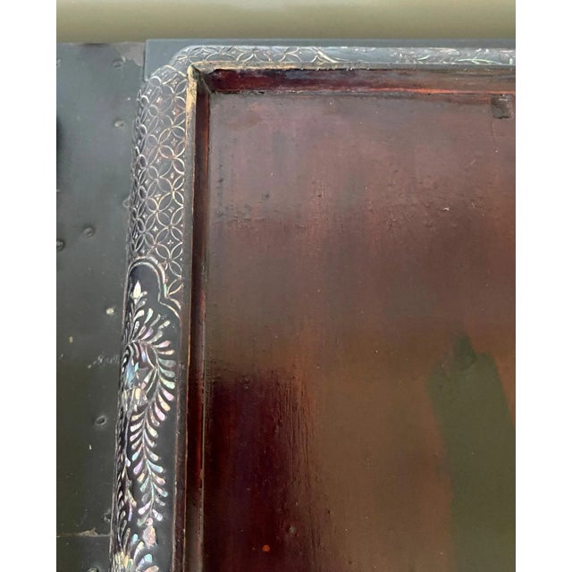 Black Antique Japanese Ryukyu Island Lacquer & Inlay Box For Sale - Image 8 of 13