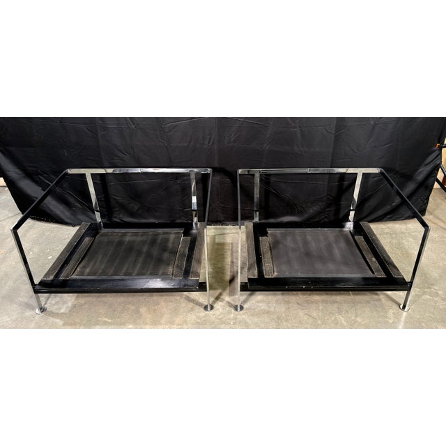 Stendig Mid-Century Modern Cube Lounge Chairs in Burgundy Mohair Velvet and Chrome, Robert Hausmann for De Sede Style - A Pair For Sale - Image 16 of 16