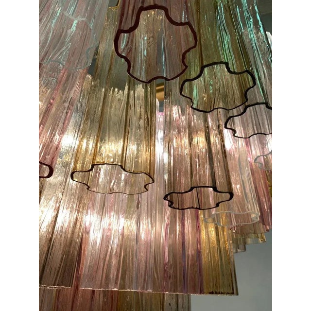 Art Deco Chandelier in Pink and Amber Murano Glass, 2000s For Sale - Image 3 of 7