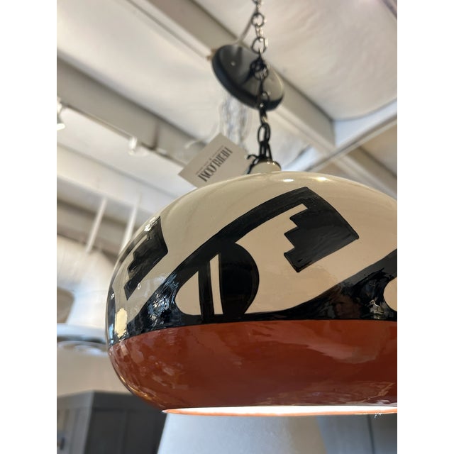 Vintage Ceramic Pendant Pendant With Southwest Design For Sale - Image 9 of 10