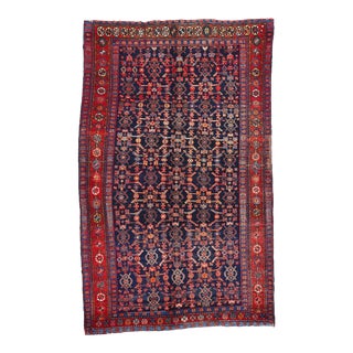 Antique Navy Blue Persian Kurdish Rug - 04'06 X 07'02 For Sale