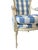 Mid 20th Century Carved Armchair With Blue Gingham Upholstery For Sale In Los Angeles - Image 6 of 12