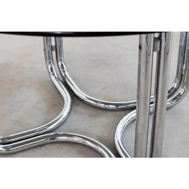 Mid-Century Modern Round Table with Steel Base and Glass Top by Giotto Stoppino, 1970s For Sale - Image 3 of 5