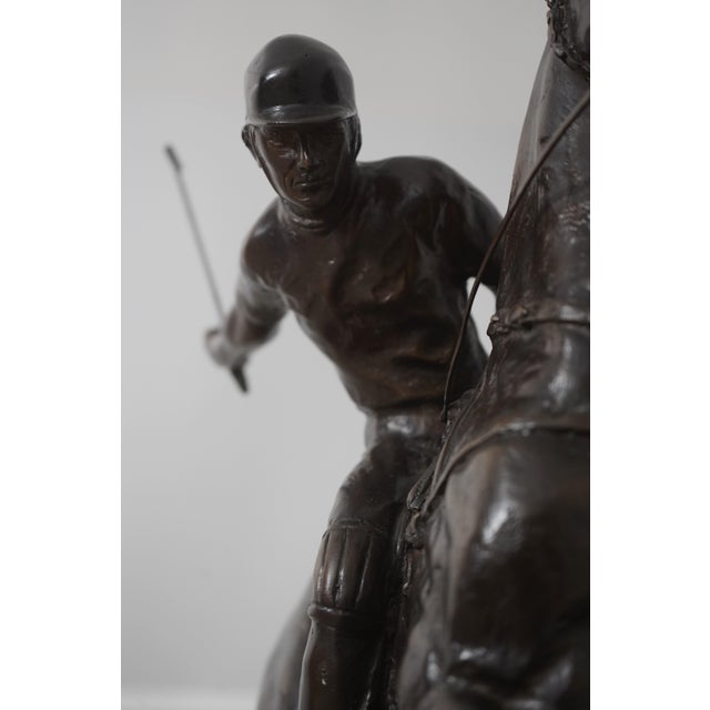 2000 - 2009 Maitland Smith Bronze Polo Jockey on Horse Sculpture For Sale - Image 5 of 15