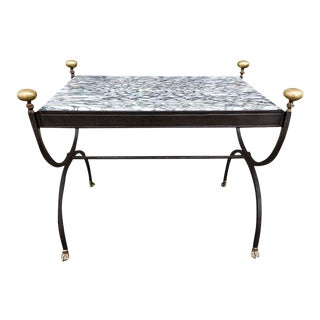 Coffee Table in Wrought Iron & Marble Top, Italy, 1980s For Sale