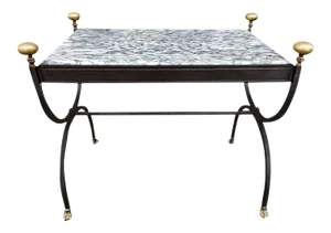 Coffee Table in Wrought Iron & Marble Top, Italy, 1980s