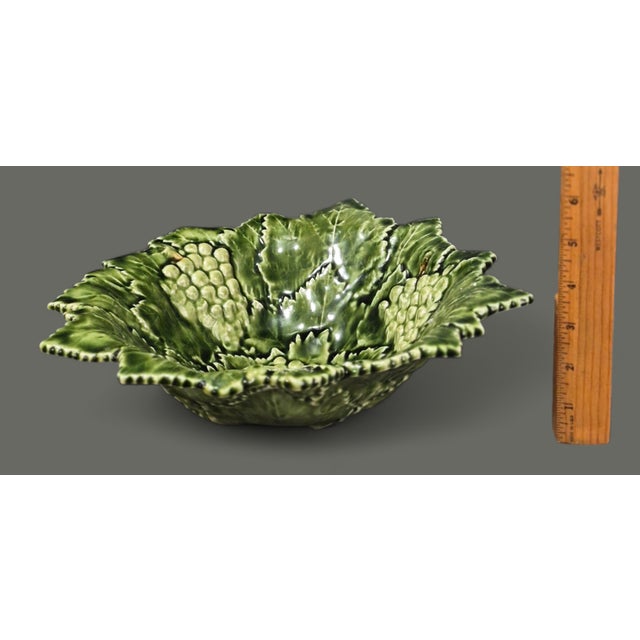 Ceramic Vintage Portuguese Majolica Pottery Serving Bowl Platter Grape Leaves Grapes For Sale - Image 7 of 8