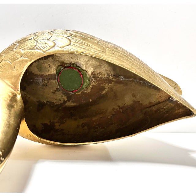 Vintage Brass Swan Cachepot – Hollywood Regency Bar Cart & Bookshelf Decor Accent For Sale - Image 9 of 10