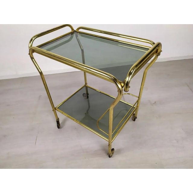 Vintage Gold Brass Bar Cart, 1960s, in Good conditions. Designed 1960 to 1969