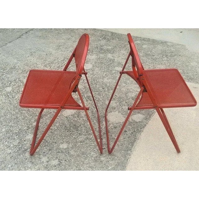 1970s Italian Folding Metal Chairs by Fly Line - Set of 4 For Sale - Image 5 of 9