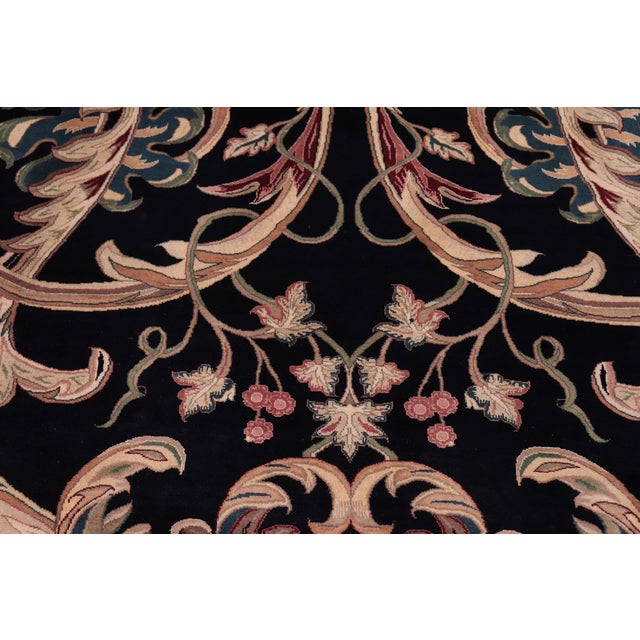 1990s Art Nouveau 1990's Pak-Persian Black/Gray Wool Rug - 9'2'' X 12'5'' For Sale - Image 5 of 9