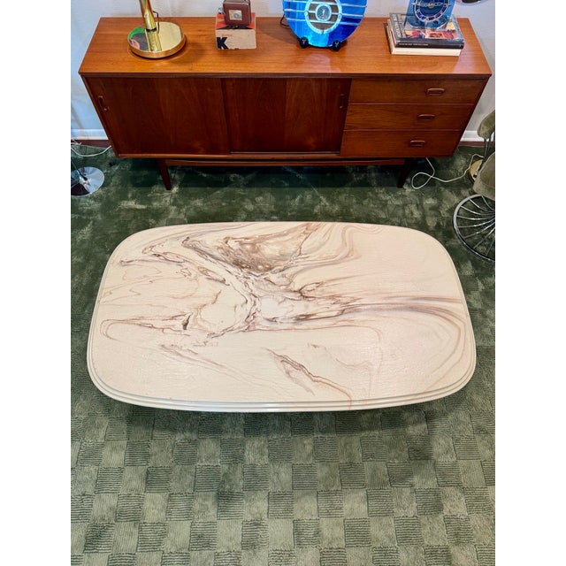 A Rare Italian Coffee Table, Made in Italy, Circa 1960s-80s(?). It Is Made of Marmorino For Sale - Image 4 of 11