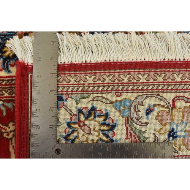 Fine Qom Rug 3’4” X 4’11” Red Wool/Silk Traditional Hand-Knotted Carpet For Sale - Image 12 of 12