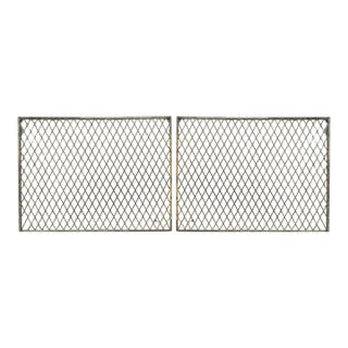 Pair of Reclaimed Industrial Steel Mesh Security Panels 41.5 X 31 In. For Sale