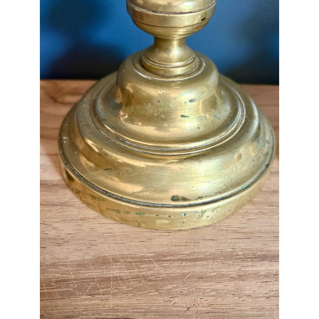 Pair of 19th Century French Brass Candlesticks For Sale - Image 4 of 5