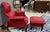 Italian Modern Poltrona Frau Sanluca Lounge Chair & Ottoman. Features modern lines with striking red leather upholstery...