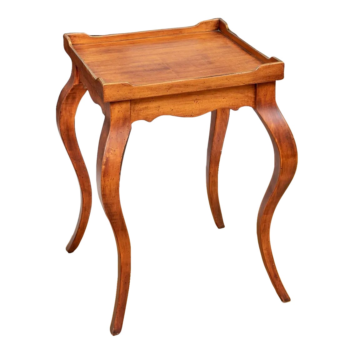 French Country Side Table With Cabriole Legs and Scalloped Apron Chairish