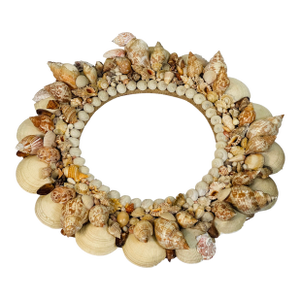 Antique Sea Shell Grotto Encrusted Mirror Frame Distressed