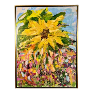 "Garden by the Sea" Original Abstract Sunflowers Still Life Painting by Sandy Welch