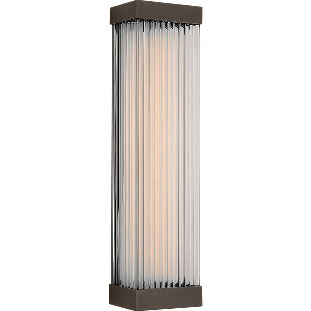 Chapman & Myers for Visual Comfort Signature Vance 14" Sconce in Bronze with Clear Glass Rods For Sale