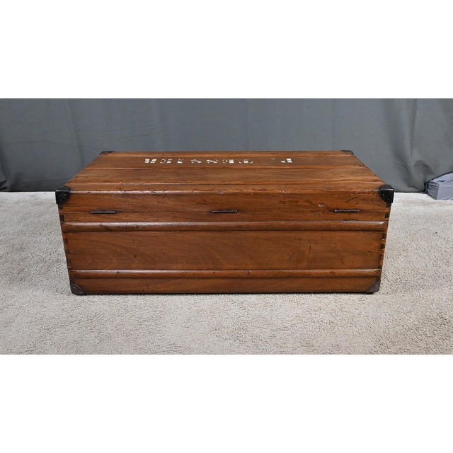 Brown 20th Century Mahogany Travel Trunk For Sale - Image 8 of 18