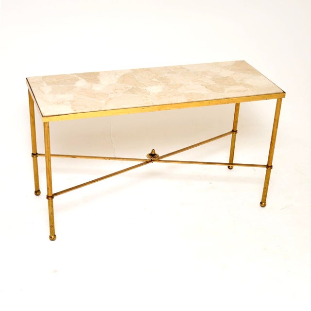 Vintage French Brass and Marble Coffee Table, 1960 For Sale - Image 11 of 11
