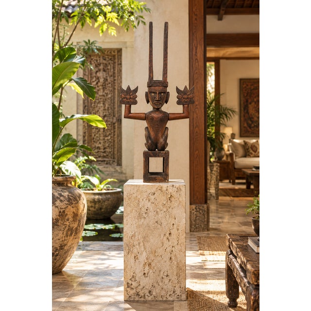 Early 20th Century Attributed Nias Ancestor Figure – Large Carved Wood Adu Zatua, Indonesia For Sale - Image 11 of 18