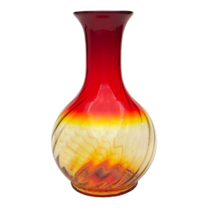 1970s MCM Tall Tangerine Swirl Vase by Blenko