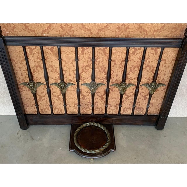 19th Large Carved Spanish Solid Walnut Coat Rack Stand or Entry For Sale - Image 13 of 18