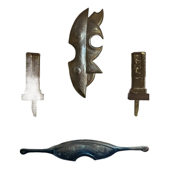 Set of 4, Abstract, Tribal Wall Sculpture Set For Sale