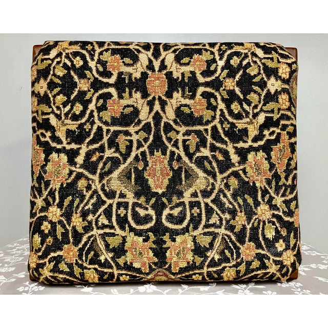 Vintage Victorian-Style Mahogany Stool With Intricate Tapestry Seated Stool For Sale - Image 11 of 18