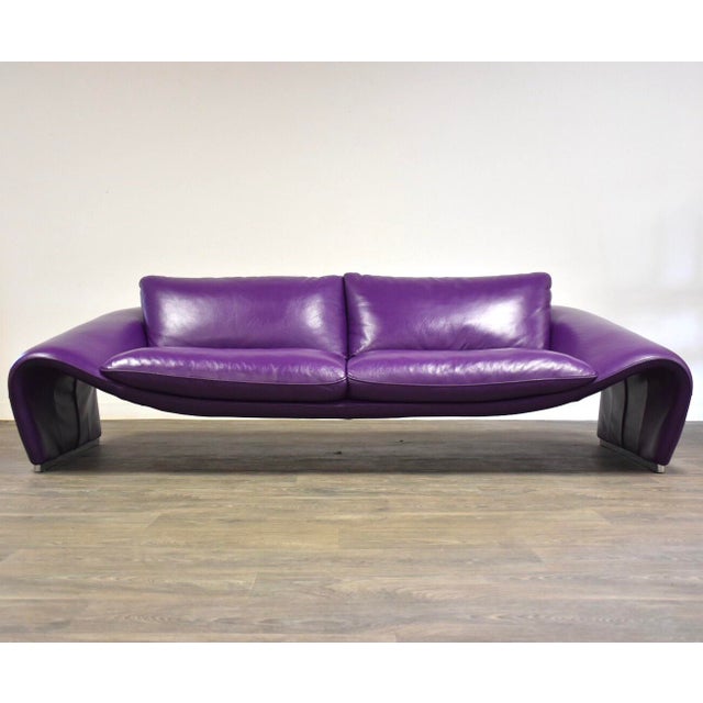 Chateau D Ax Italian Modern Purple Leather Sofa Chairish