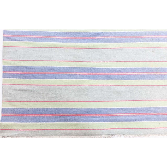 Blue Vintage Indian Dhurrie Rug Doris Leslie Blau For Sale - Image 8 of 10