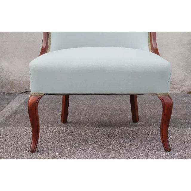 1940s Cherry Wood Regency Chairs with New Upholstery For Sale - Image 10 of 12