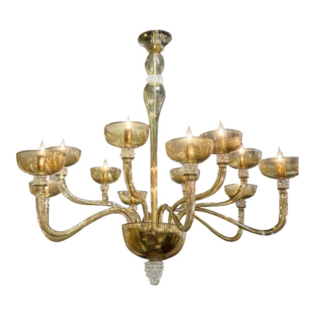 Murano Tabaco Glass Chandelier For Sale