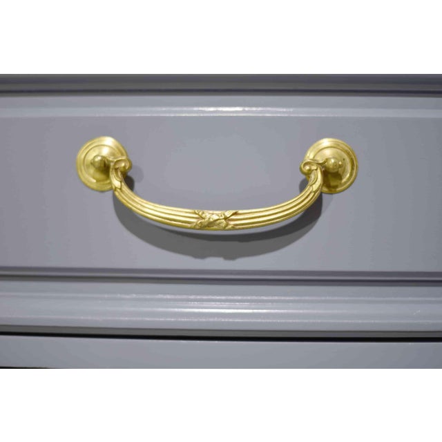 Blue Mid Century French Louis Style Highboy by Dixie - Newly Painted For Sale - Image 8 of 15