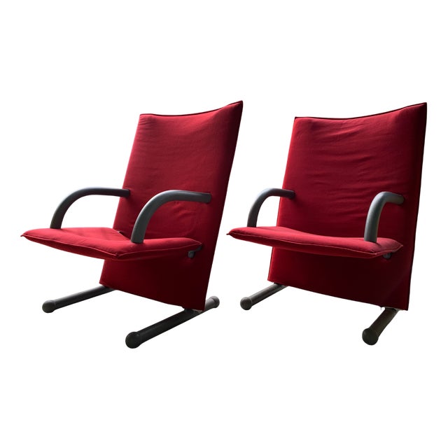 Vintage T-Line Armchairs by Burkhard Vogtherr for Arflex, 1980s, Set of 2 For Sale