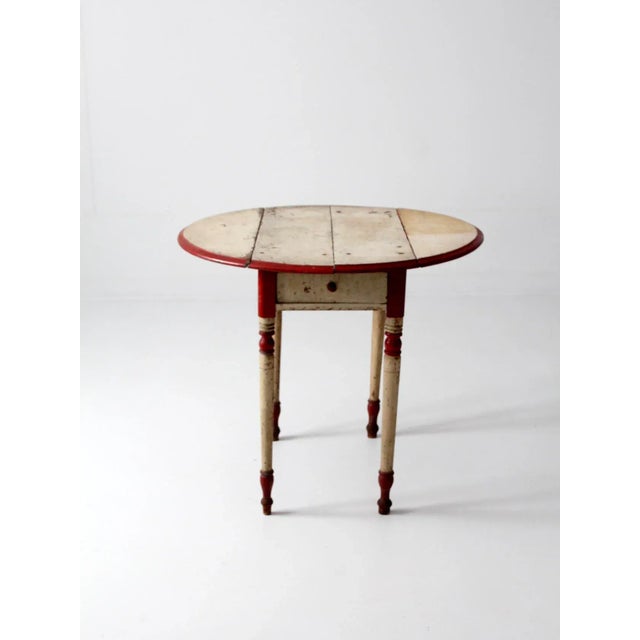 Antique Drop Leaf Accent Table For Sale - Image 6 of 13