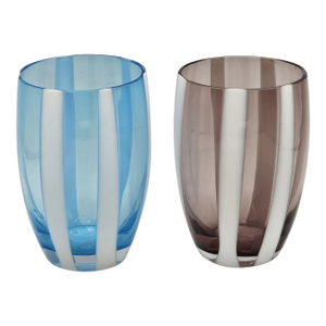 1990s Zafferano Gessato Glass Tumbler Set of 2