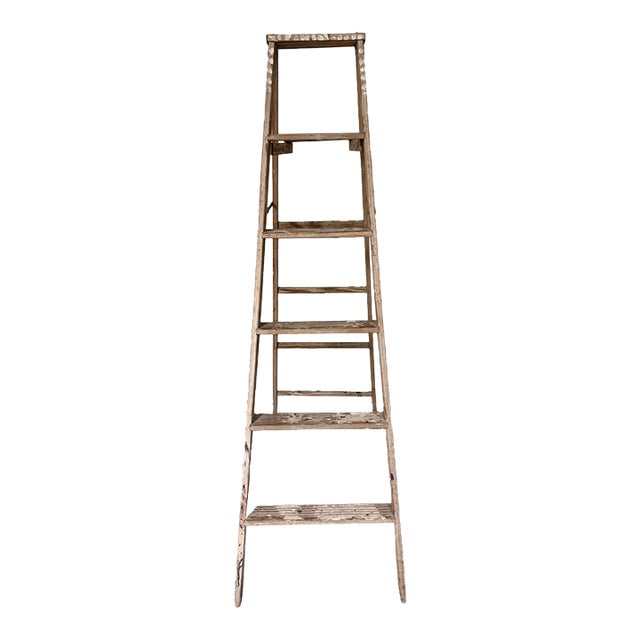 Early 20th Century Werner's Farmhouse Chic, Rustic Plant Stand Display Ladder, 6' For Sale