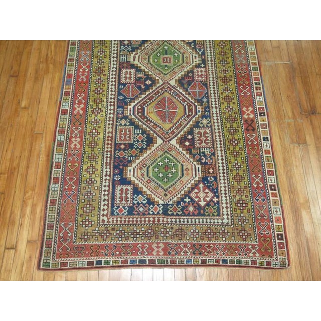 Traditional Early 20th Century Antique Zabihi Collection Caucasian Accent Size Shirvan Rug - 4'7" x 9' For Sale - Image 3 of 7